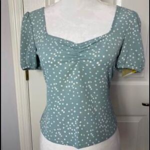NWT Rewind Juniors Medium Polka Dot Smocked Top